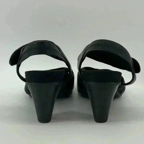 AETREX LEATHER BLACK HEEL SANDALS - Picture 4 of 5